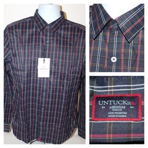 NEW UNTUCKit Valencay Performance Long Sleeve Plaid Button Down Shirt Sz M Slim